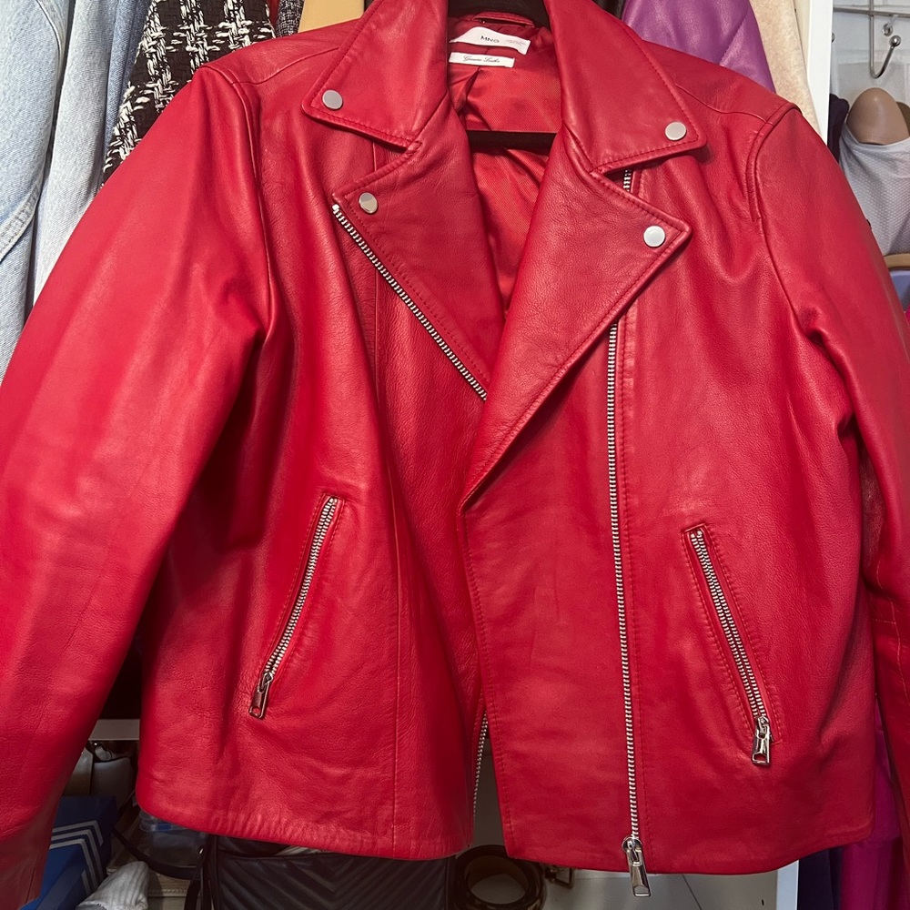 Mango Red Leather Jacket - Picture 6 of 6